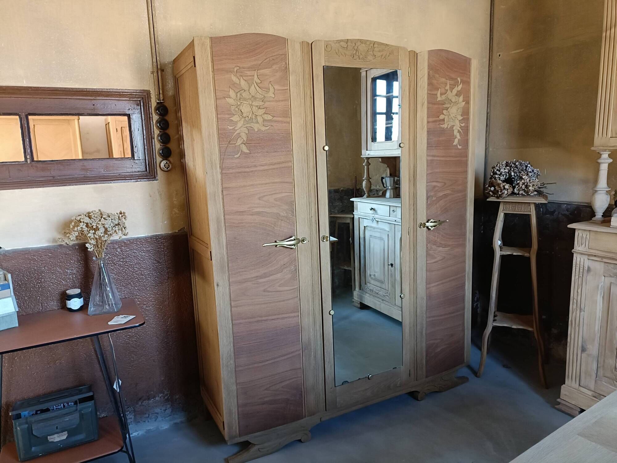 Renovated Art Deco oak wardrobe