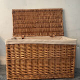 Woven wicker vintage suitcase