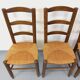 Set of 4 vintage brutalist chairs in wood and straw from the 1960s.