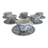 6 cups and saucers Rivanel in vintage 70's opaline