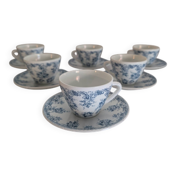 6 cups and saucers Rivanel in vintage 70's opaline