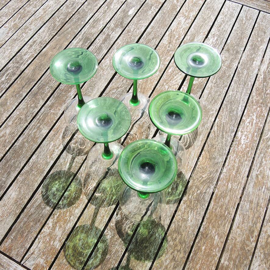 6 old white wine glasses from Alsace