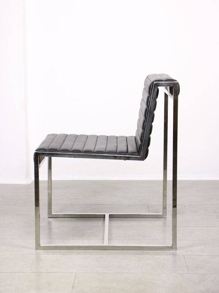 Vintage Bauhaus Chair in Black Leatherette and Chrome