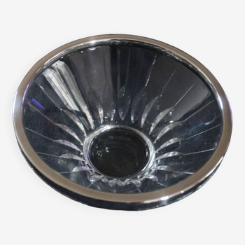 Small glass salad bowl with solid 925 sterling silver frame