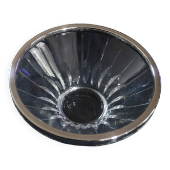 Small glass salad bowl with solid 925 sterling silver frame