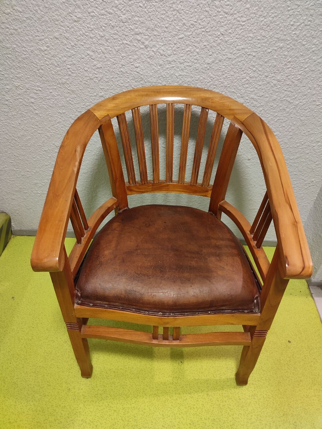 Fauteuil de bureau en teck et cuir vintage