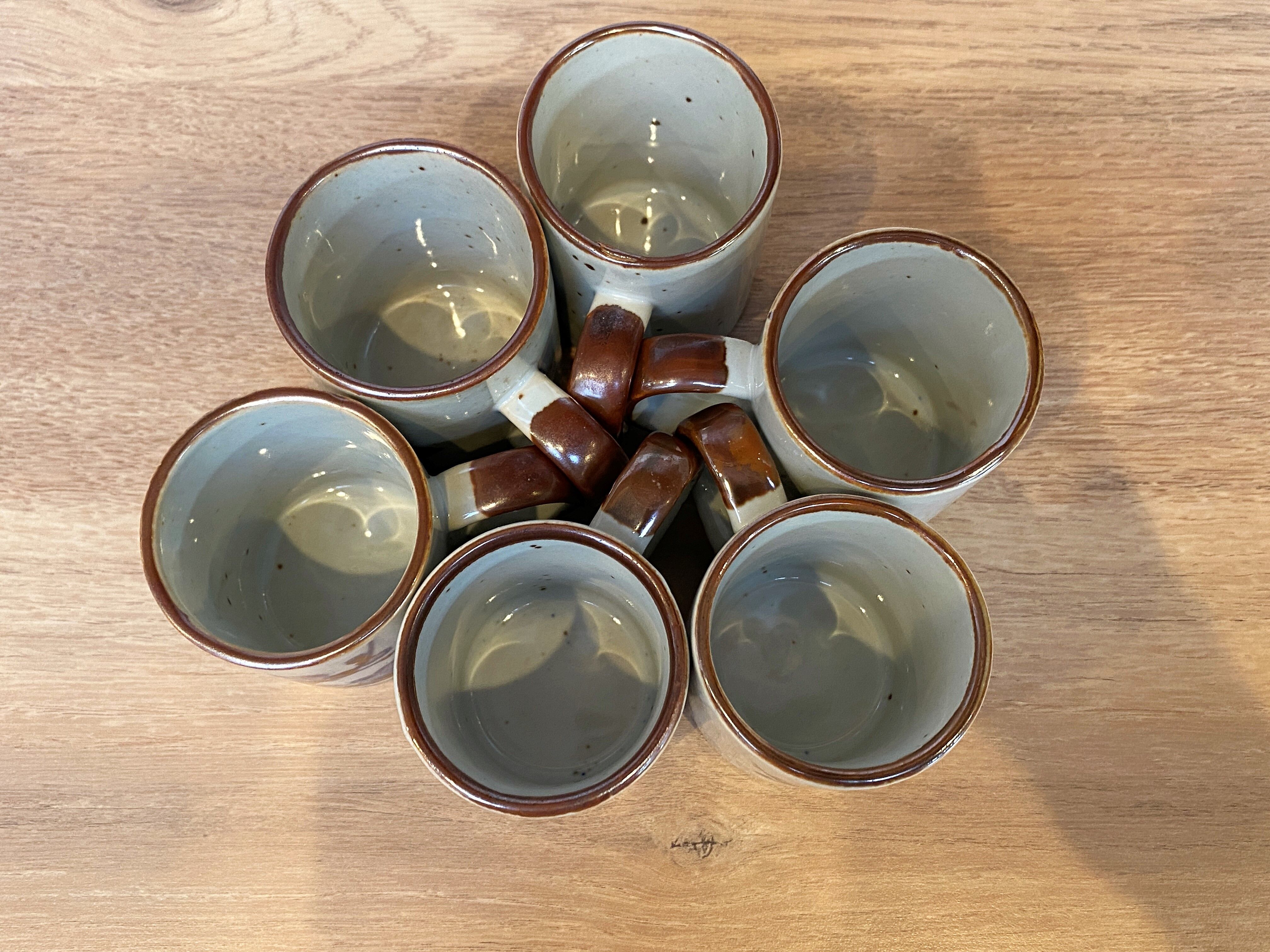 Set of 6 stoneware coffee cups