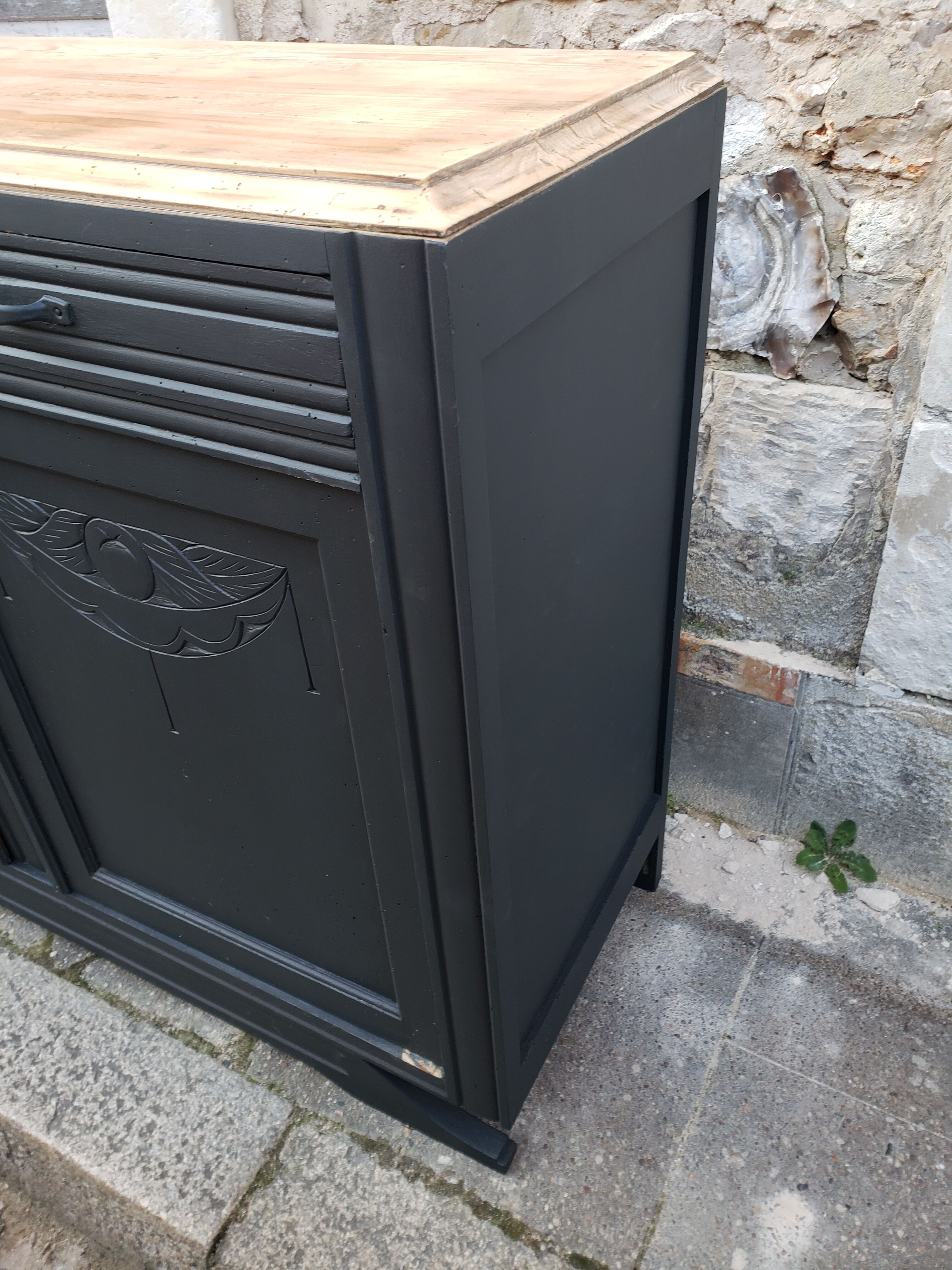 Vintage art deco abyssal blue buffet