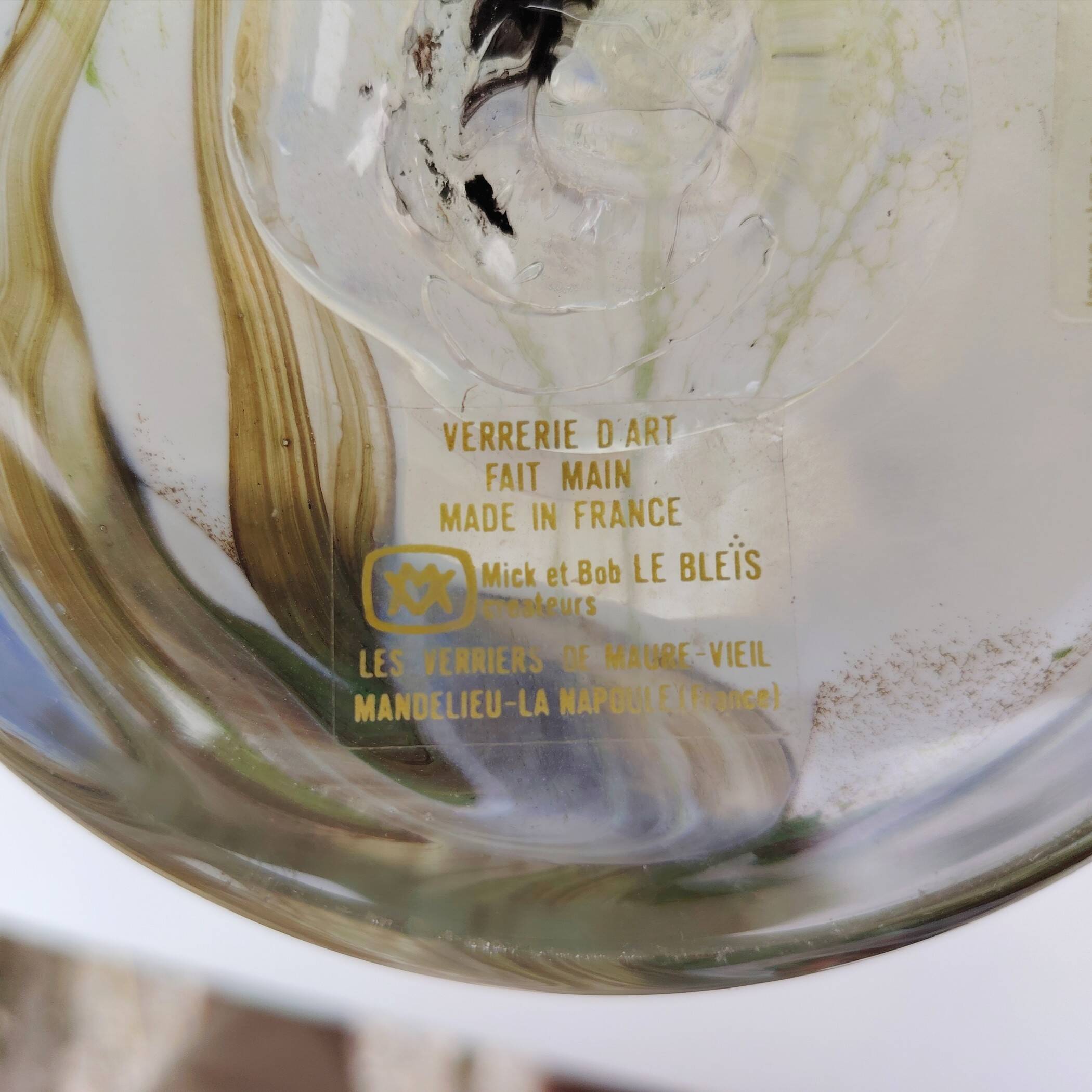 Blown glass vase, Bob le Bleis, Maure-vieil