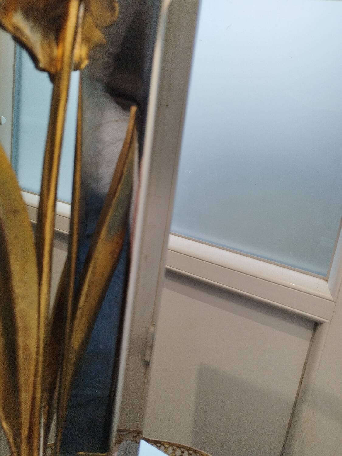 Lampe ancienne vintage métal chromé et bronze doré