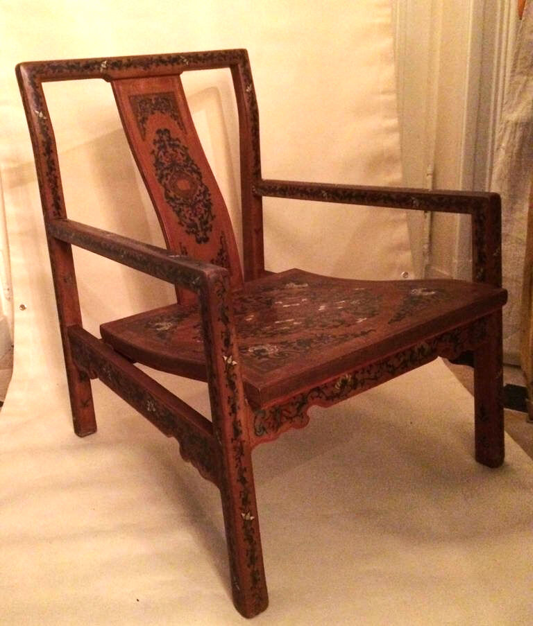 Lacquer armchair Coromandel China 19th century