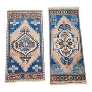 Set of 2 vintage handmade Turkish rugs 43x99 cm