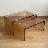 2 altuglas smoked nesting coffee table, 1970s