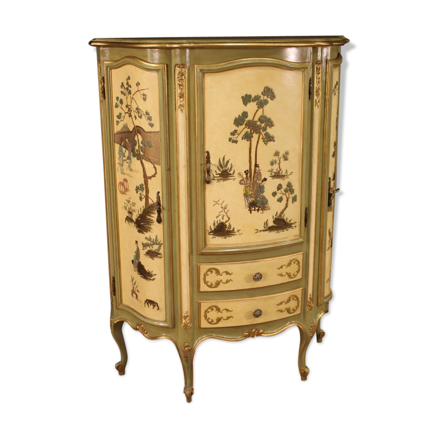 Armoire vénitienne dorée laquée et peinte Selency