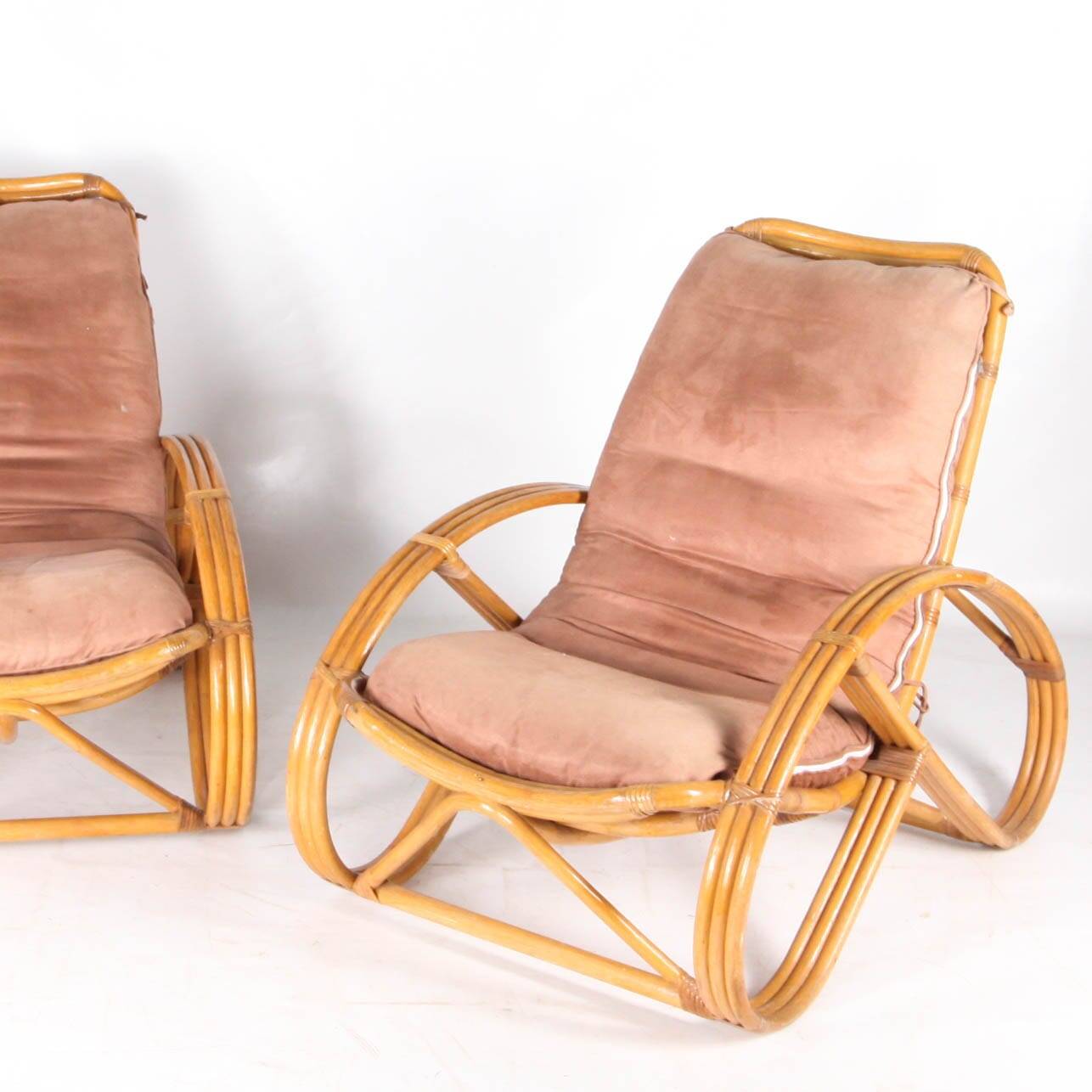Pair of "Pretzel" rattan armchairs