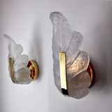 Pair of "leaf" wall lamps by Carl Fagerlund, purple Murano glass, Germany, 1970