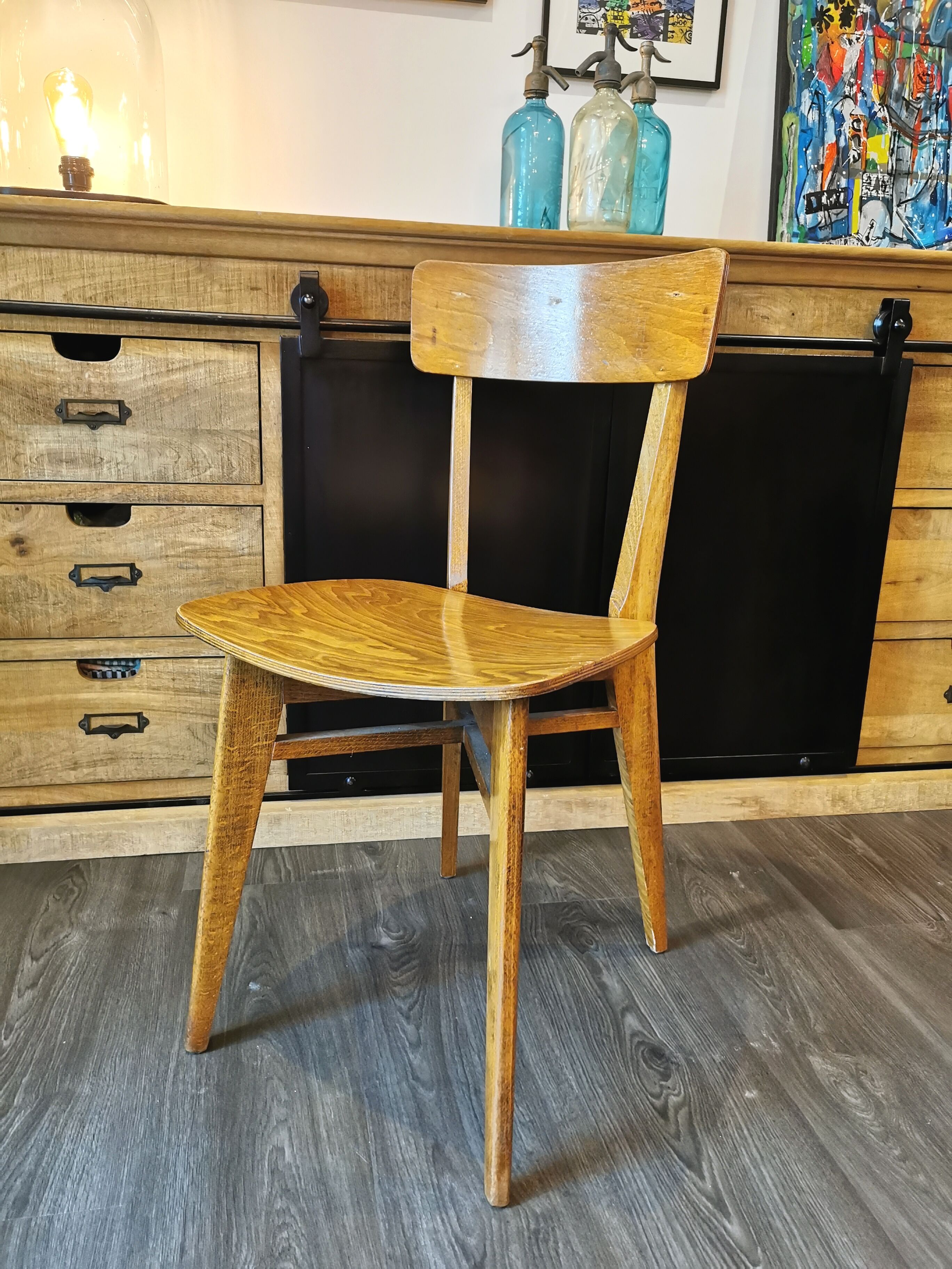 Series of 10 mismatched bistro chairs