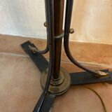Bronze design floor lamp, black lacquered and glass cup
