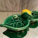 Double compartment dish in Vallauris earthenware decorated with lemon
