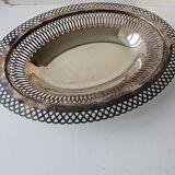 Silver-plated metal basket, openwork rim, hallmark to be identified