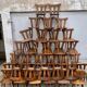 Series set of 36 vintage curved wood bistro chairs