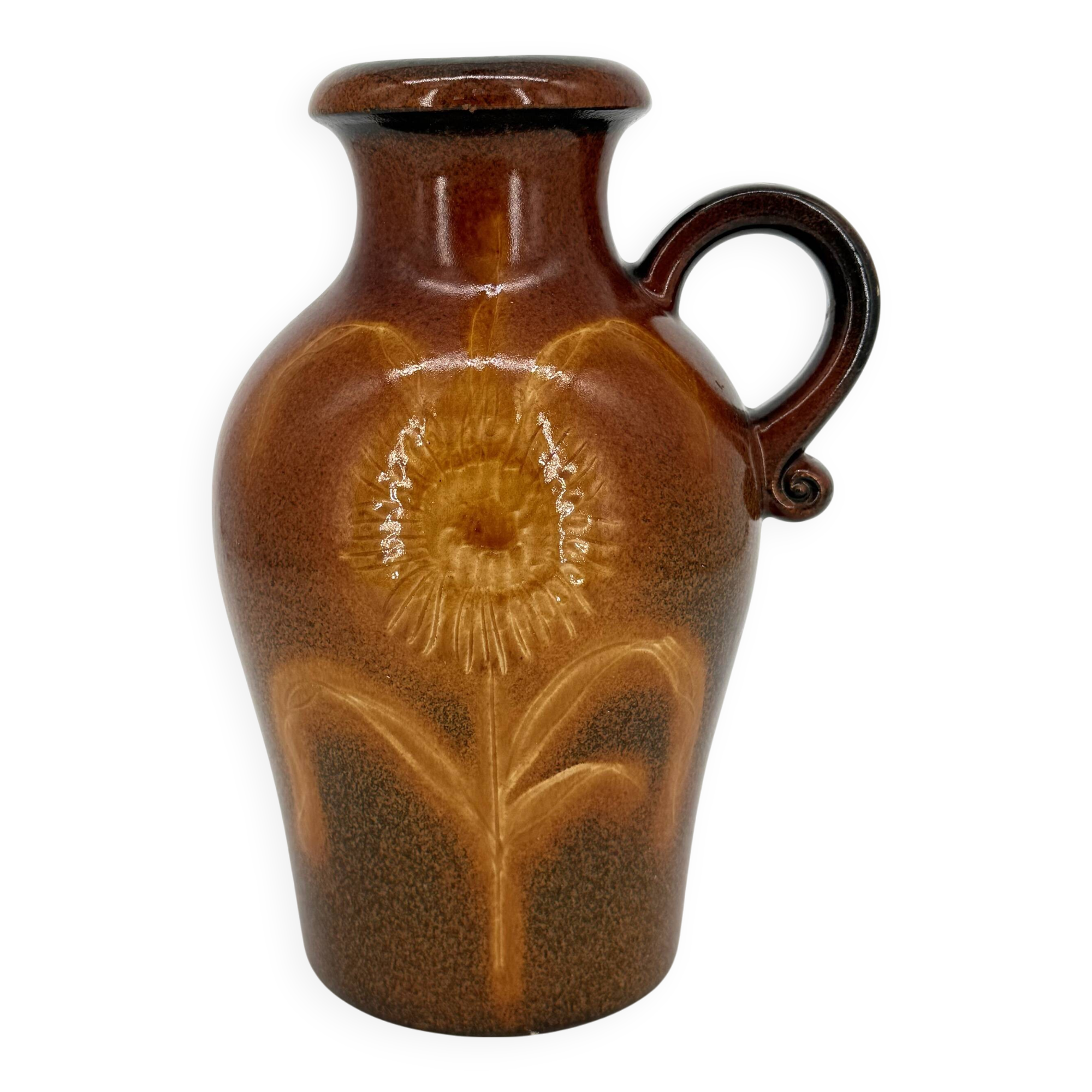 Vase Scheurich 490-25 – grès émaillé ambre