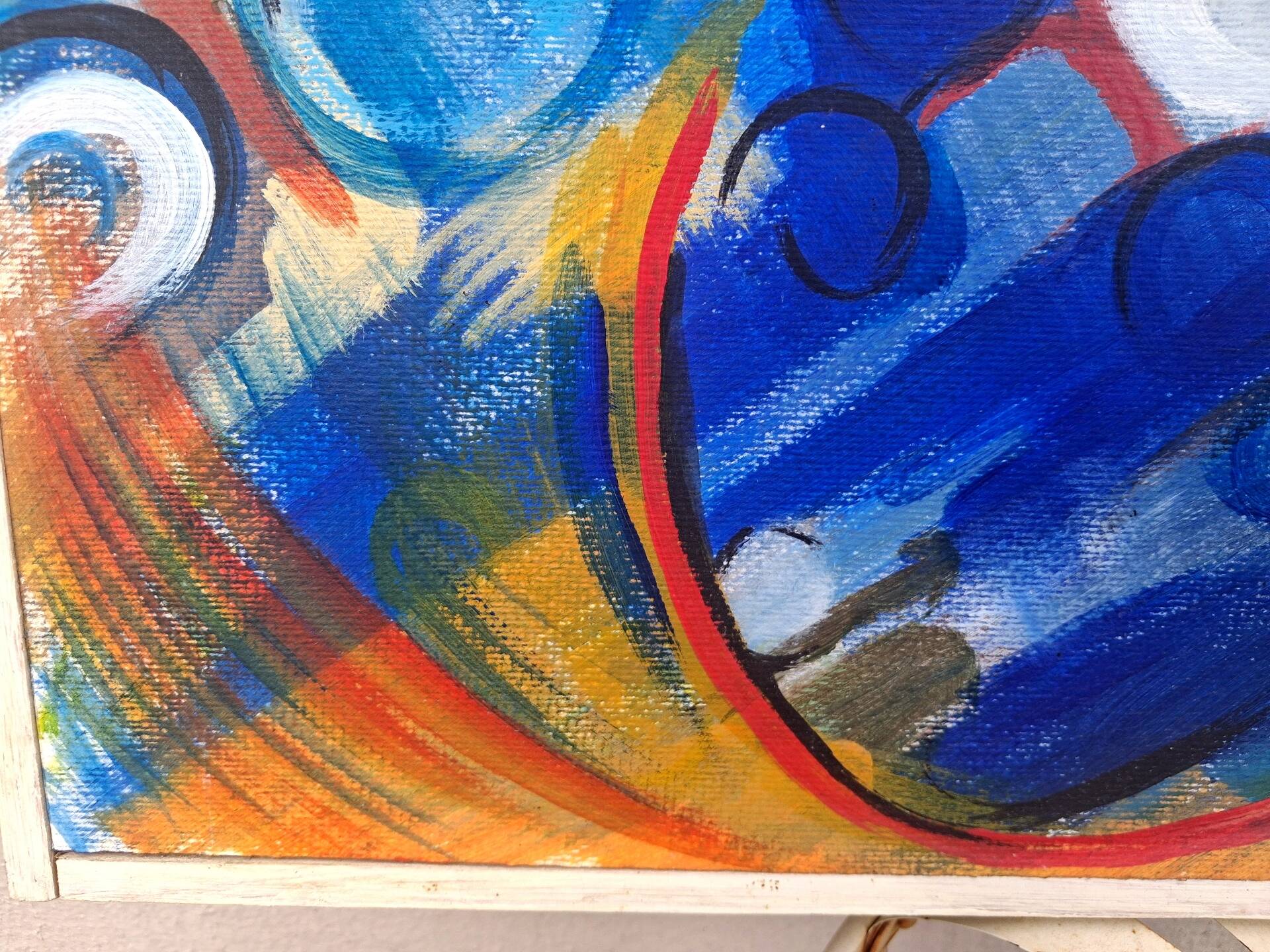 Abstract painting signed by André Meunier, modernist, design.