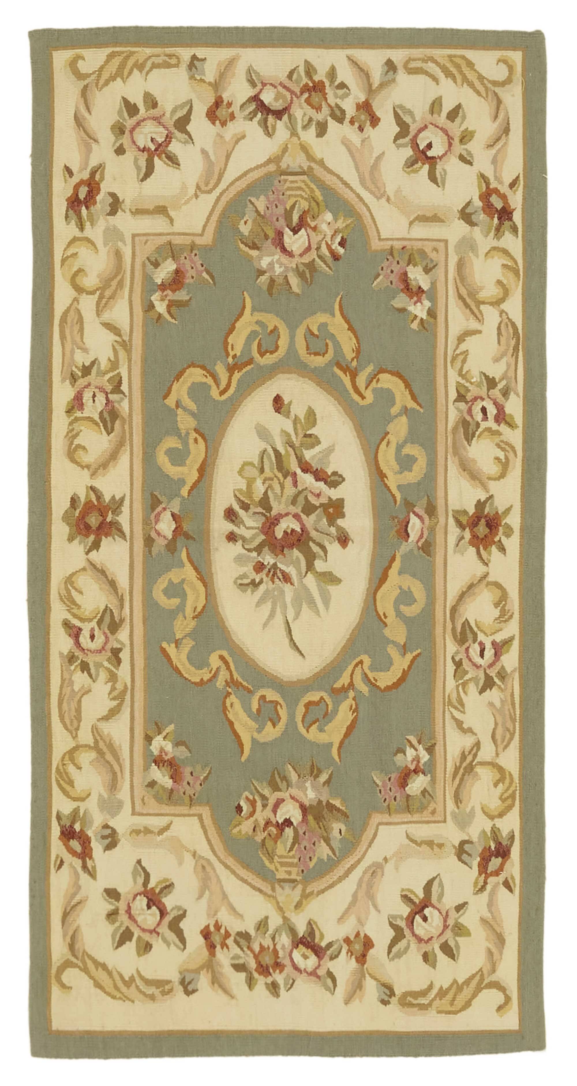 Handmade European Vintage Aubusson Kilim 71 cm x 143 cm