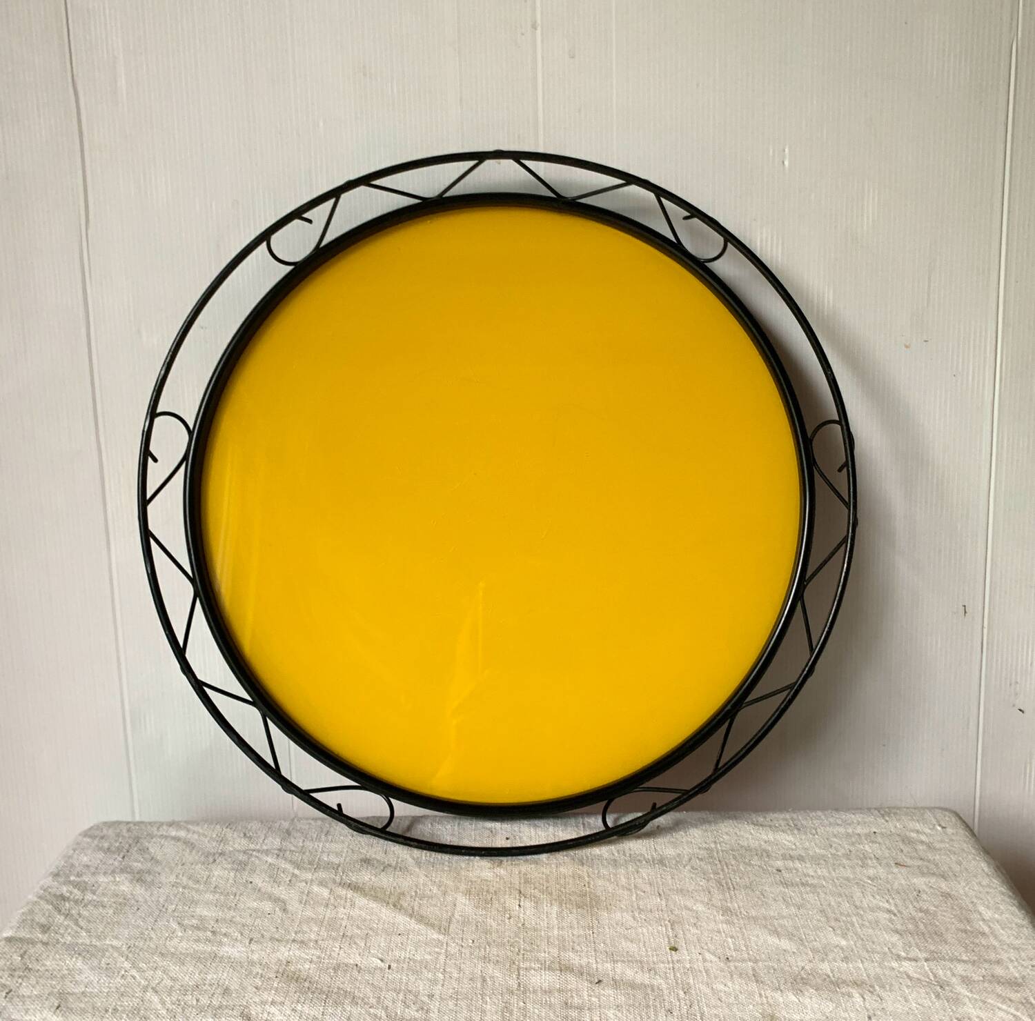 Yellow glass tray 1960 Plastofix