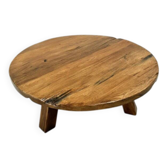 Vintage French Brutalist coffee table in oak, 1960s