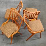 Set of 4 fabric chairs by Ton Bystrice 1960