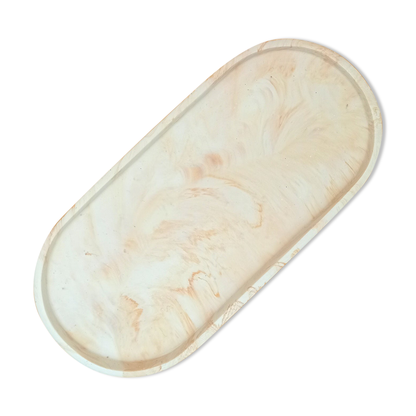 Plateau ovale marbré pêche