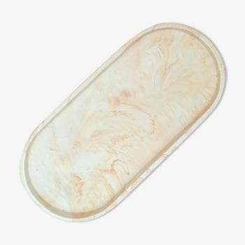 Oval marbled peach tray
