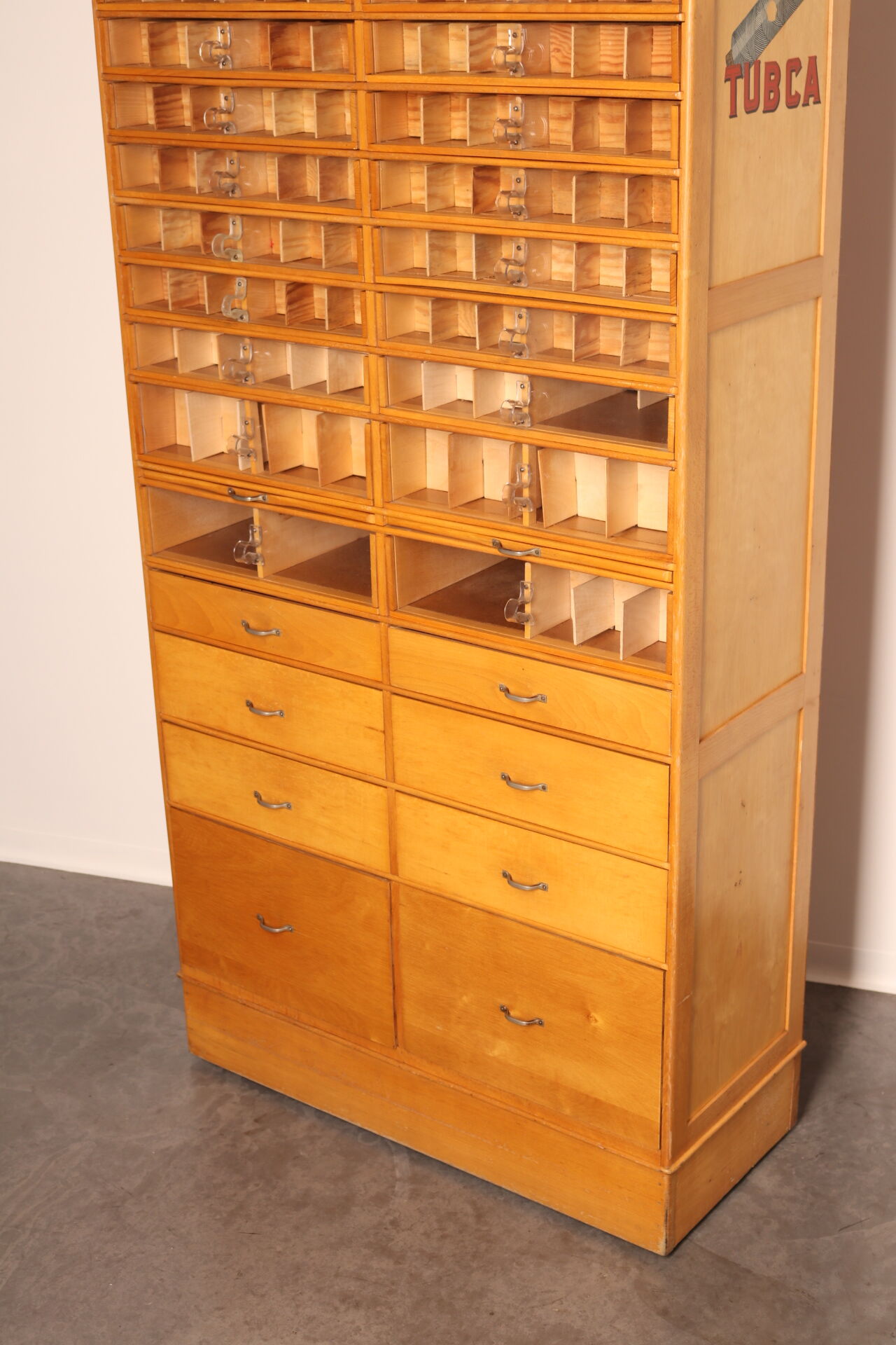 Xl vintage haberdashery 'tubor tubca' by poreye & fils - belgium - 1950's