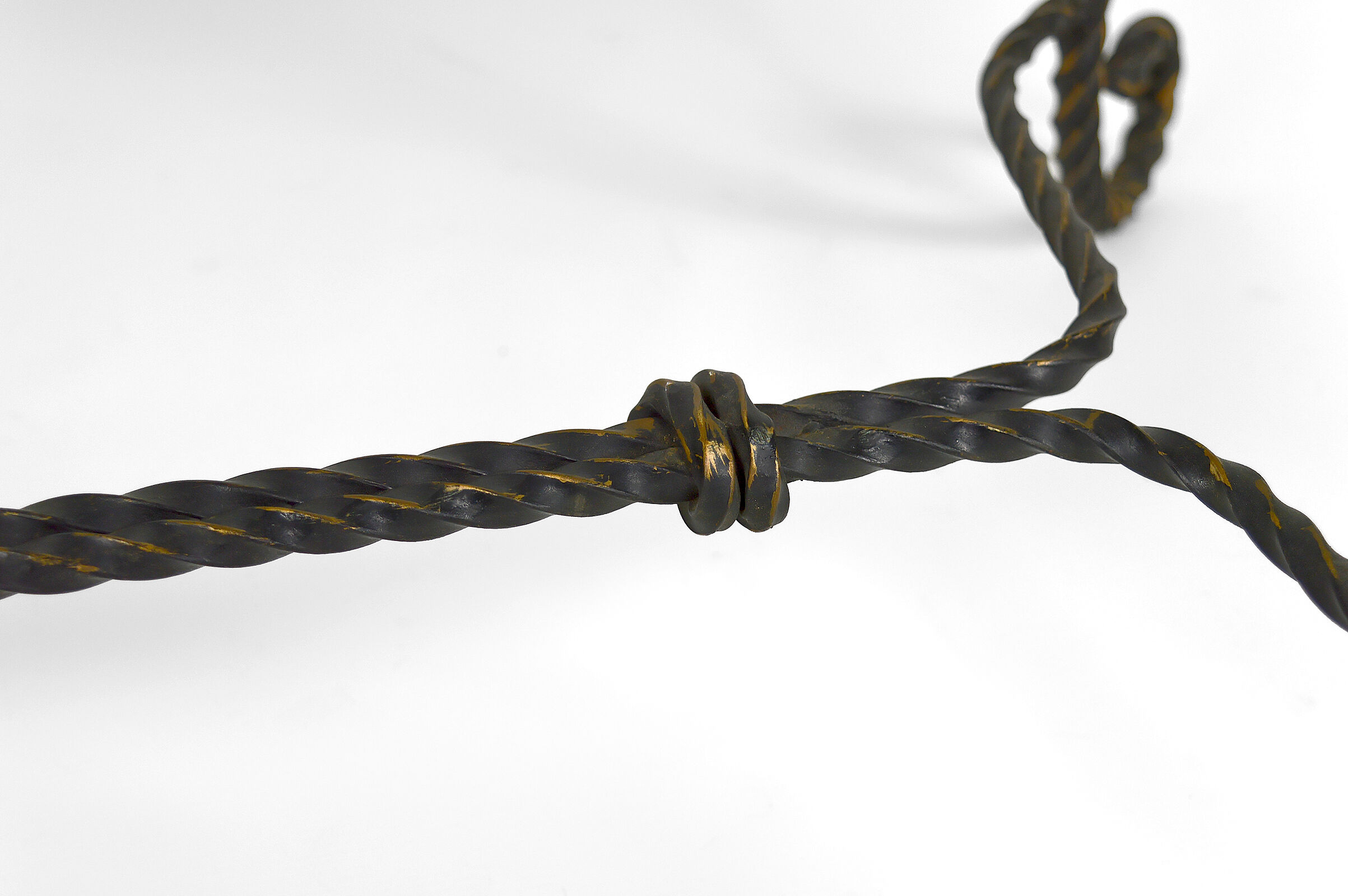 Coffee table in patinated wrought iron and marble, circa 1940