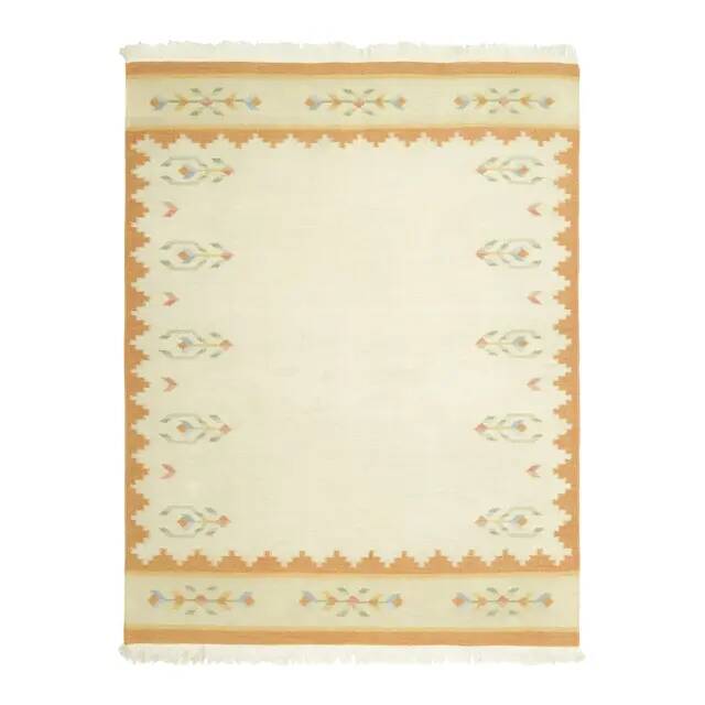 1970s Vintage Turkish Oushak Handmade Wool Cotton Cream Area Rug 171x222