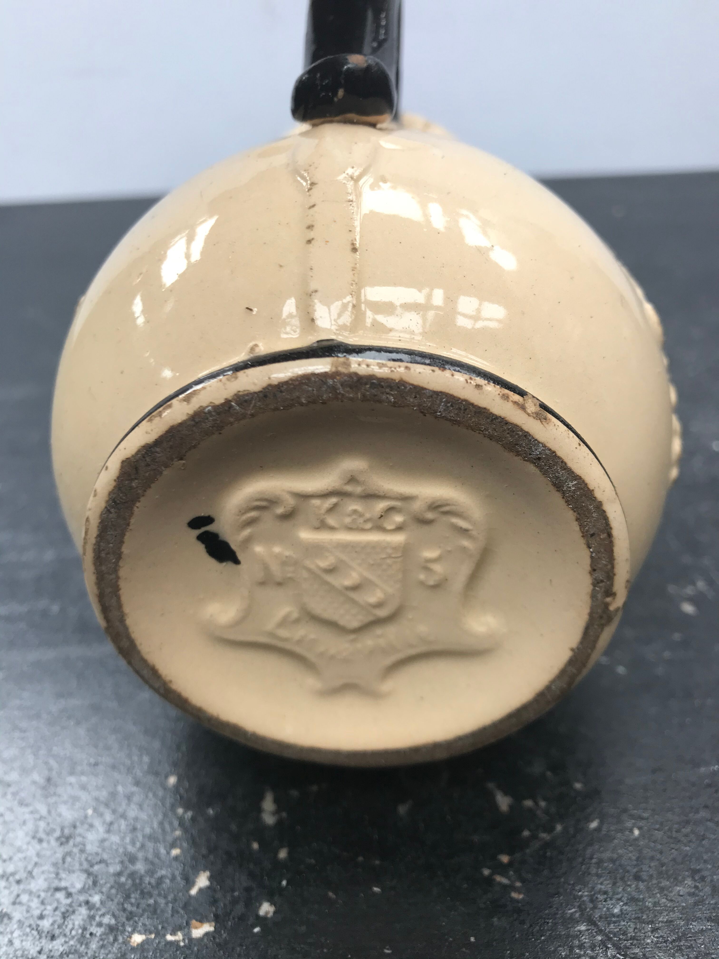 Former pitcher Kg Luneville ceramics beige - vintage black anse