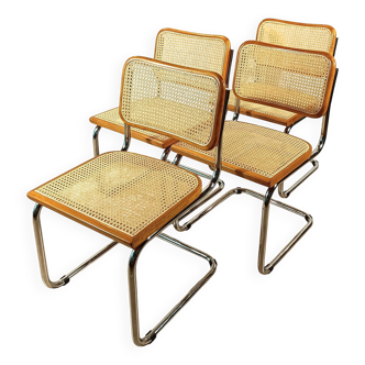 Ensemble de 4 chaises Cesca vintage marron