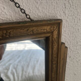 Vintage mirror 1930 golden wood - 51 x 32 cm