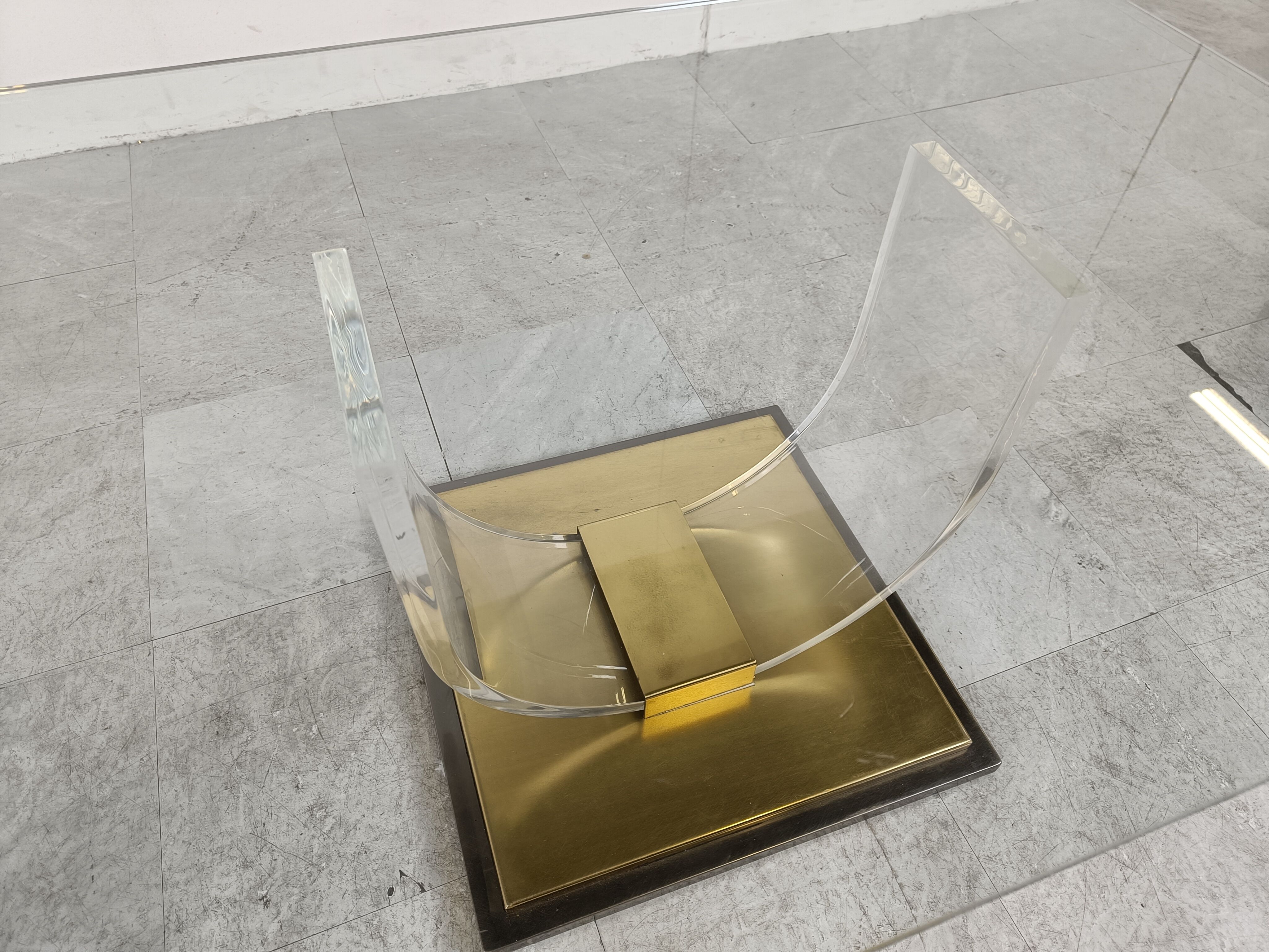 Lucite and brass arch coffee table, 1970s