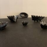Ashtray 6 hedgehogs in bronze 1950