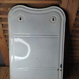 Utensil holder metal enamel white speckled old blue vintage dp1121b58