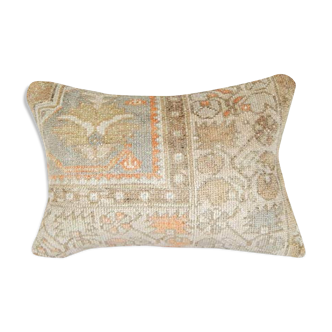 Floral pattern oushak rug pillow from anatolian, ethnic farmhouse chair decor 14'' x 20'' (35 x 50 cm)