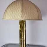 Lampe faux bambou en laiton, France, 1970