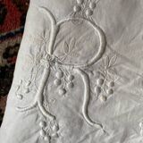 Monogram linen sheet, late 19th century.