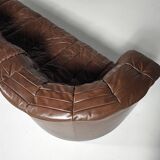 De Sede DS-11 modular sofa in original brown leather, 1970s.