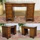 English desk from the 1950s in mahogany with a leather top.