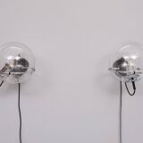 set Basket-Globe wall lamps with raindrop glass bowl by Raak, 1970s