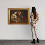 Tableau flamand scène d'intérieur du 18ème siècle