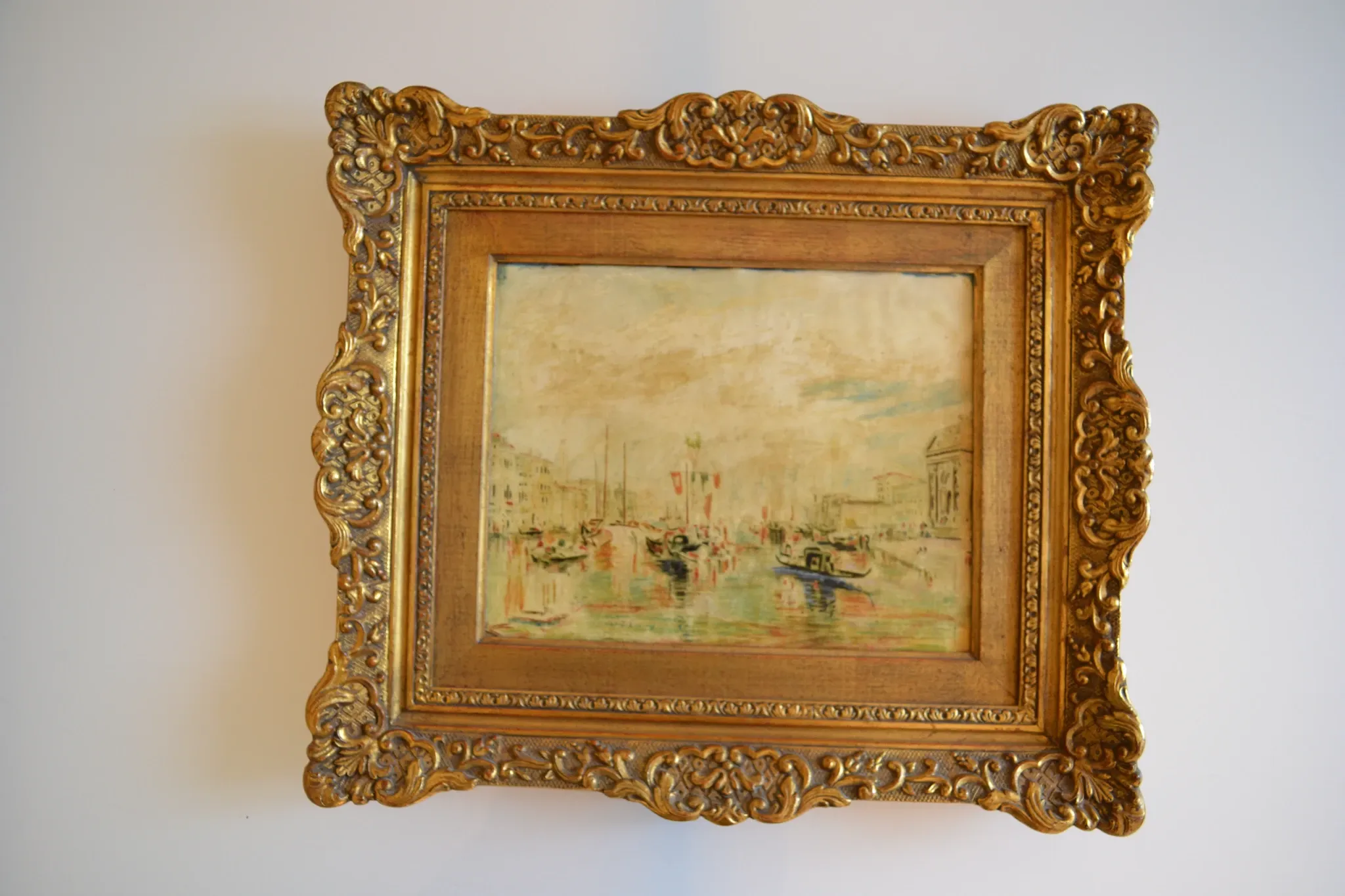 Venice "The Grand Canal" Old painting Oil on canvas